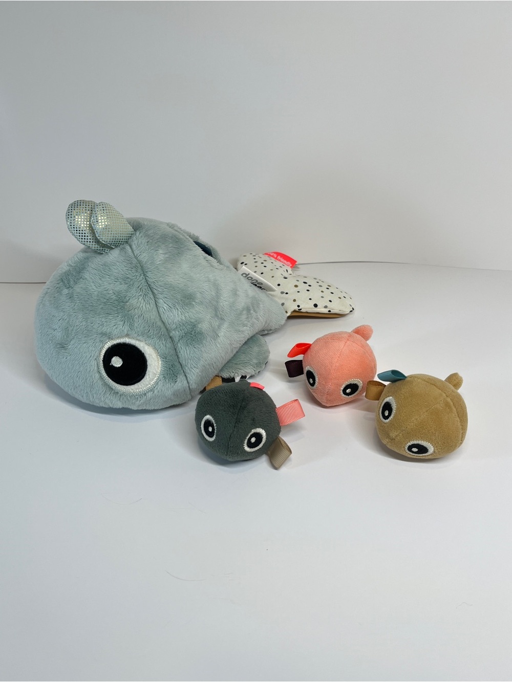 Done by Deer Plush Baby Sensory Hide & Seek Wally Whale Fish Activity Toy